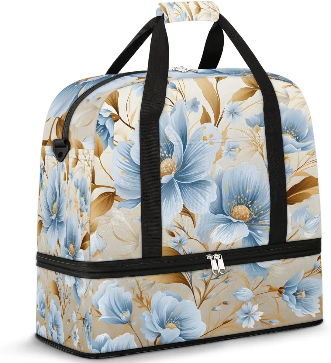 Exquisite Vivid Flora Printing Travel Duffle Bag, Collapsible Travel Bag Sports Gym Bag With Shoes Compartment Weekender Bag Overnight Bag For Women Men