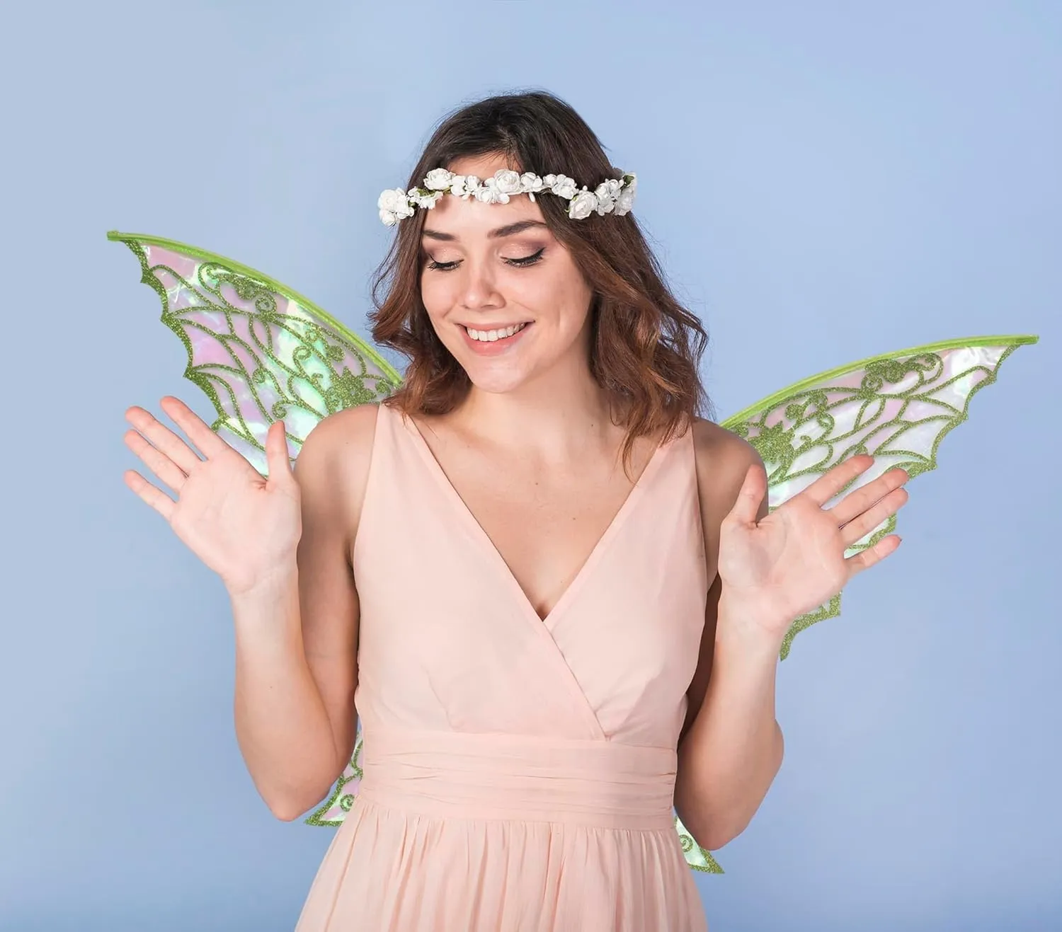 Fairy Wings for Women with Lace Gloves, Butterfly Cosplay Wings,Iridescent Costume Wings for Party Photography Adult Dress Up
