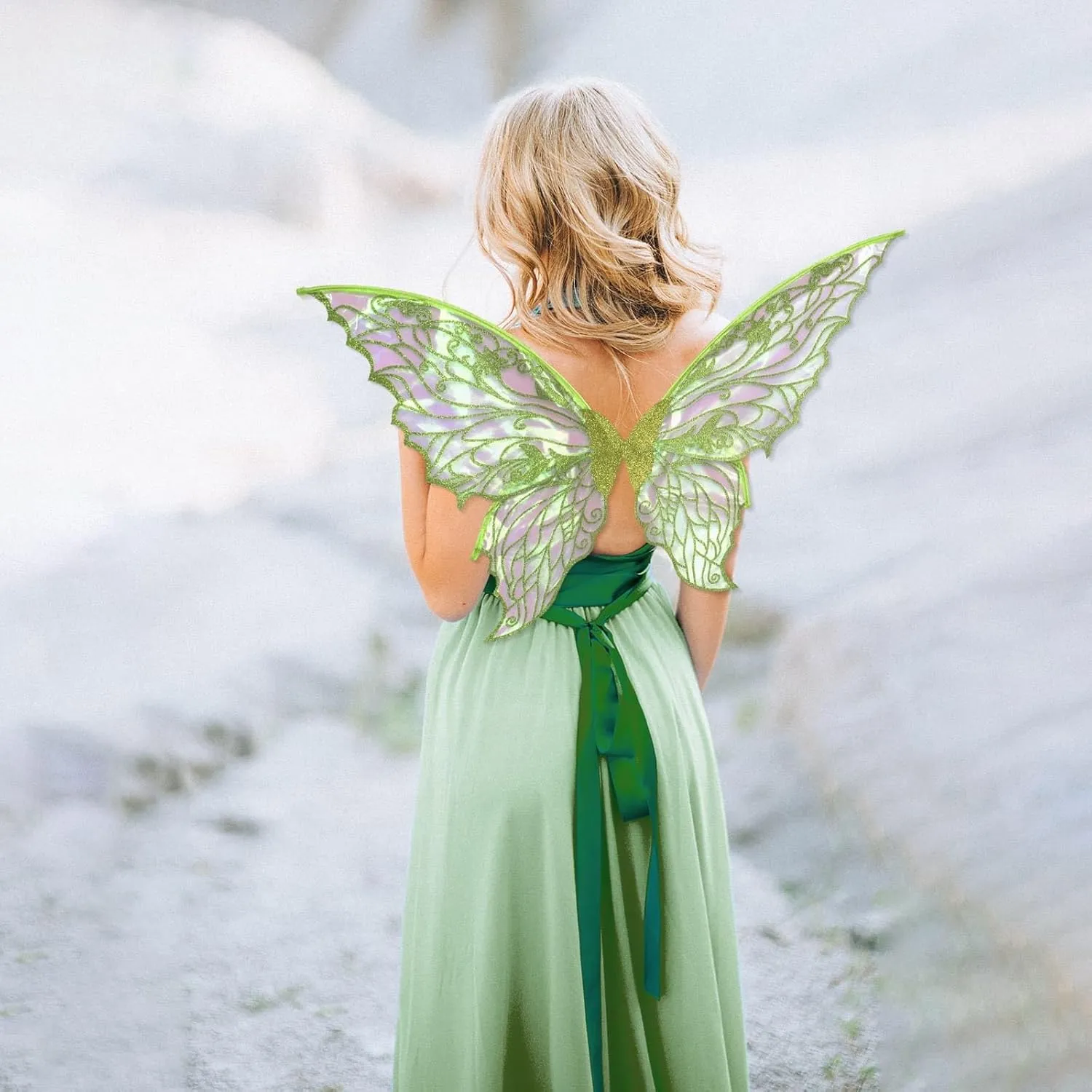 Fairy Wings for Women with Lace Gloves, Butterfly Cosplay Wings,Iridescent Costume Wings for Party Photography Adult Dress Up
