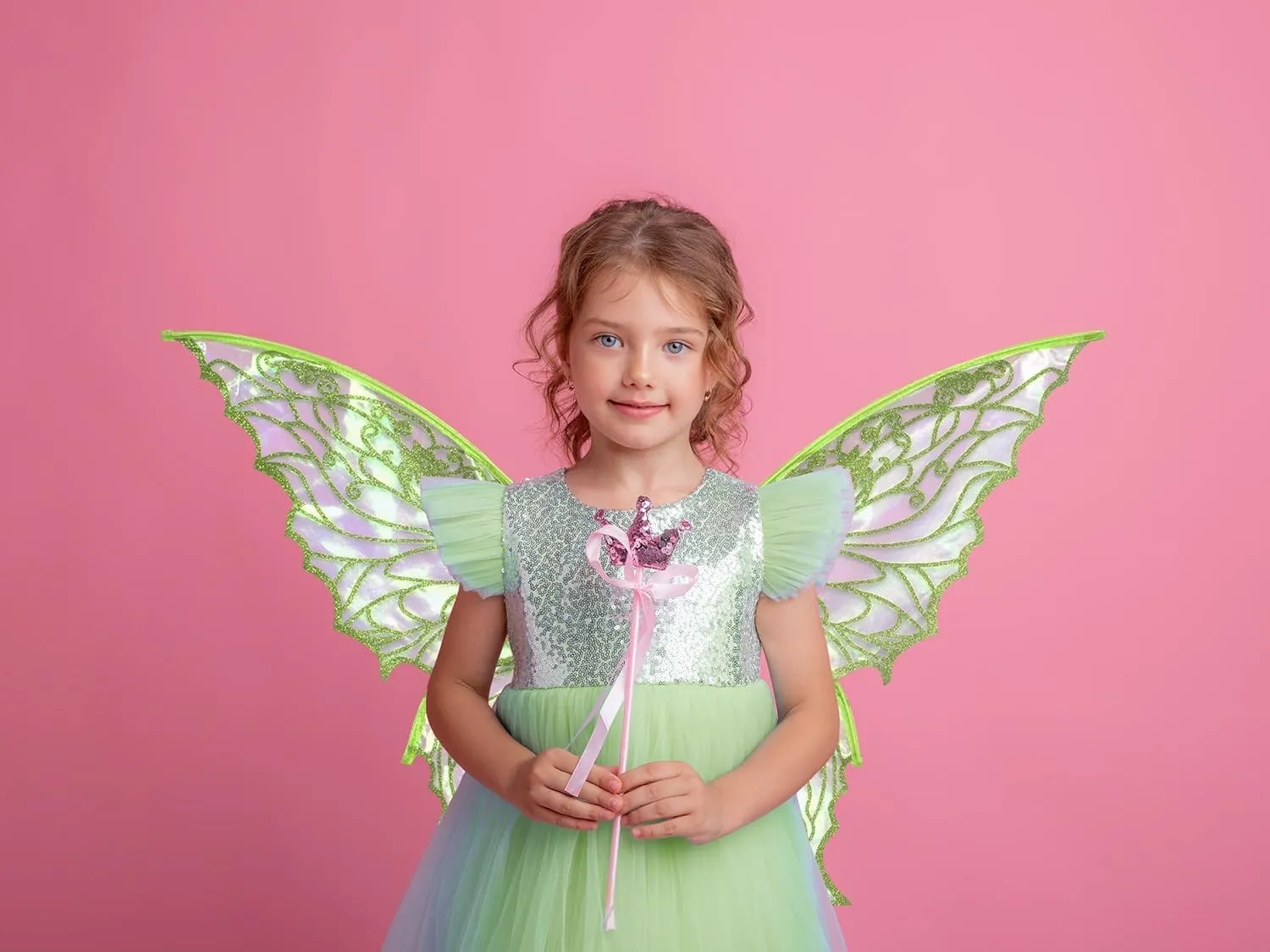 Fairy Wings for Women with Lace Gloves, Butterfly Cosplay Wings,Iridescent Costume Wings for Party Photography Adult Dress Up