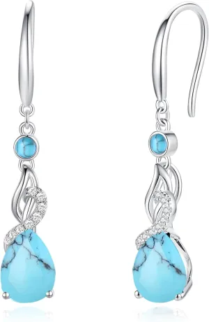 FANCIME Teardrop Dangle Drop Earrings 925 Sterling Silver Pear Gemstone Birthstone Earring Fine Jewelry Birthday Gifts for Women