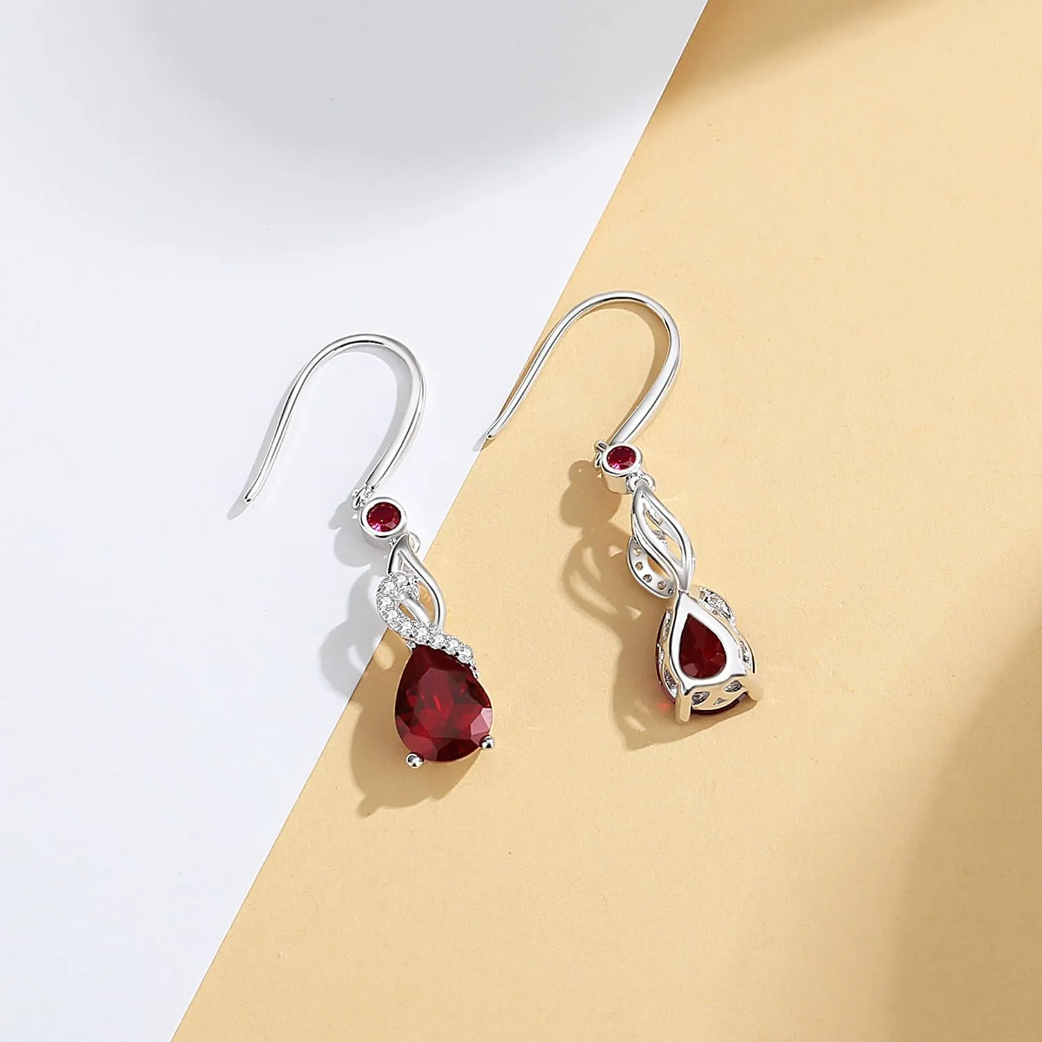 FANCIME Teardrop Dangle Drop Earrings 925 Sterling Silver Pear Gemstone Birthstone Earring Fine Jewelry Birthday Gifts for Women