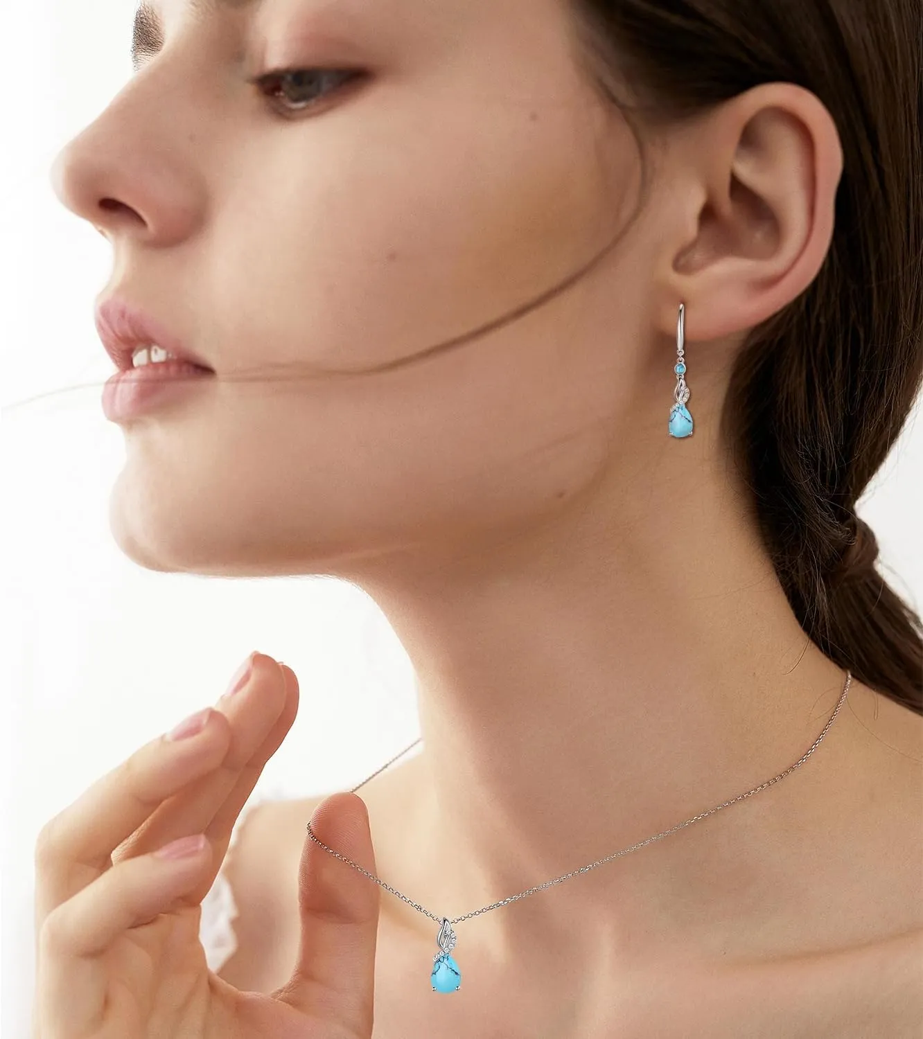 FANCIME Teardrop Dangle Drop Earrings 925 Sterling Silver Pear Gemstone Birthstone Earring Fine Jewelry Birthday Gifts for Women