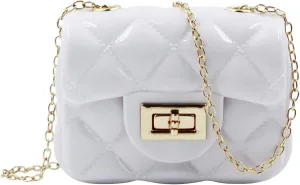Fashion Candy Color Handbag Satchel Mini Pink Purse Jelly Shoulder Bag Crossbody Purse with Pearls Handle Chain Strap(Small)