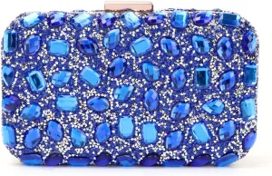 Fecialy Clutch Purses For Women Crystal Evening Bag Gemstone Handbag Formal Rhinestone Purse For Wedding Party