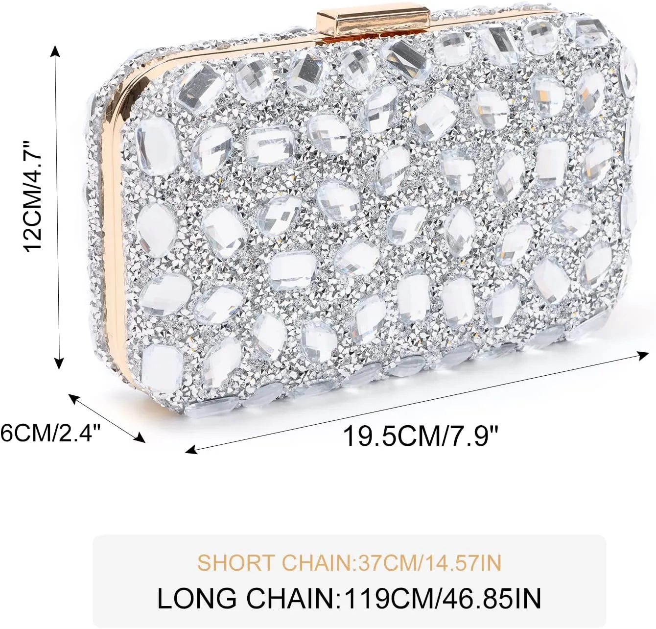 Fecialy Clutch Purses For Women Crystal Evening Bag Gemstone Handbag Formal Rhinestone Purse For Wedding Party