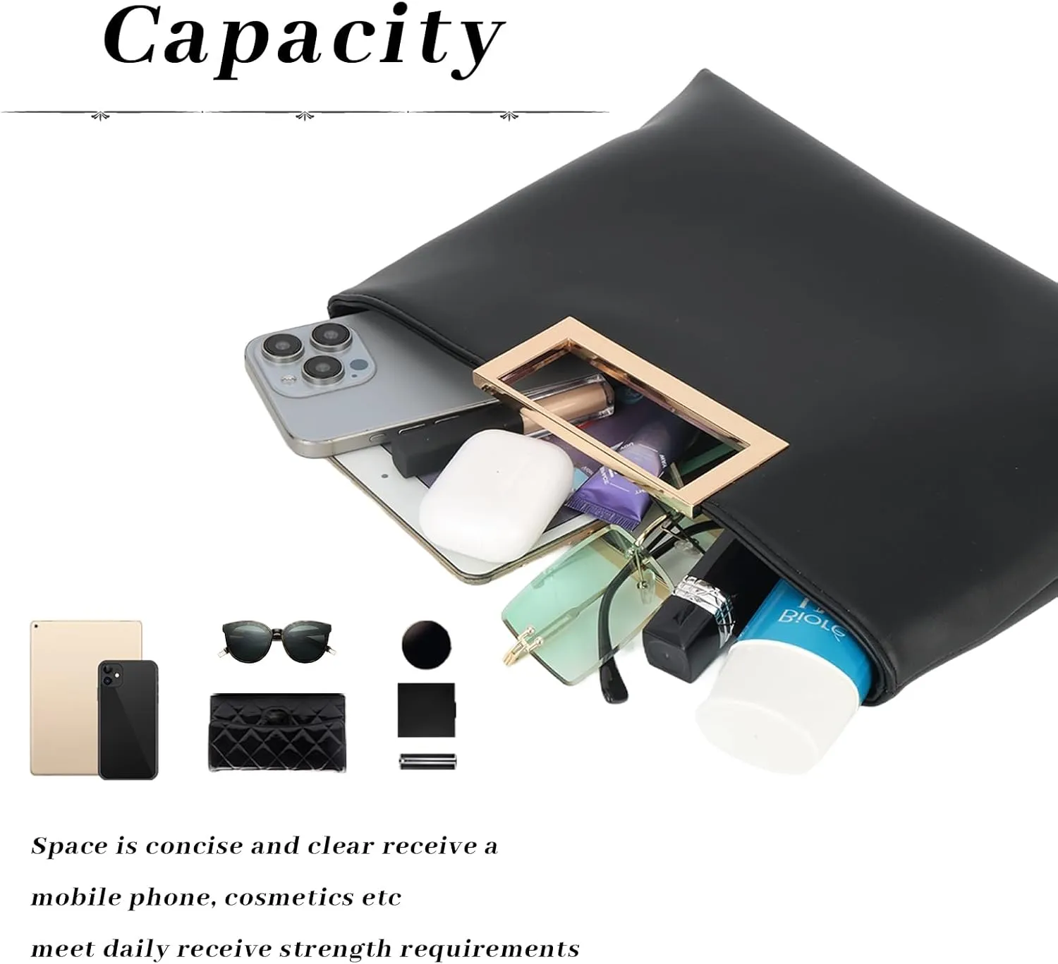 Fecialy Clutch Purses for Women Formal Fashion PU Leather Evening Bag Stylish Handbag with Chain for Wedding Prom Bridal