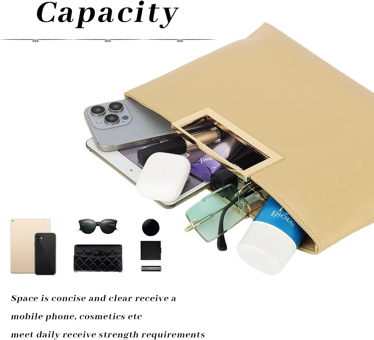 Fecialy Clutch Purses for Women Formal Fashion PU Leather Evening Bag Stylish Handbag with Chain for Wedding Prom Bridal
