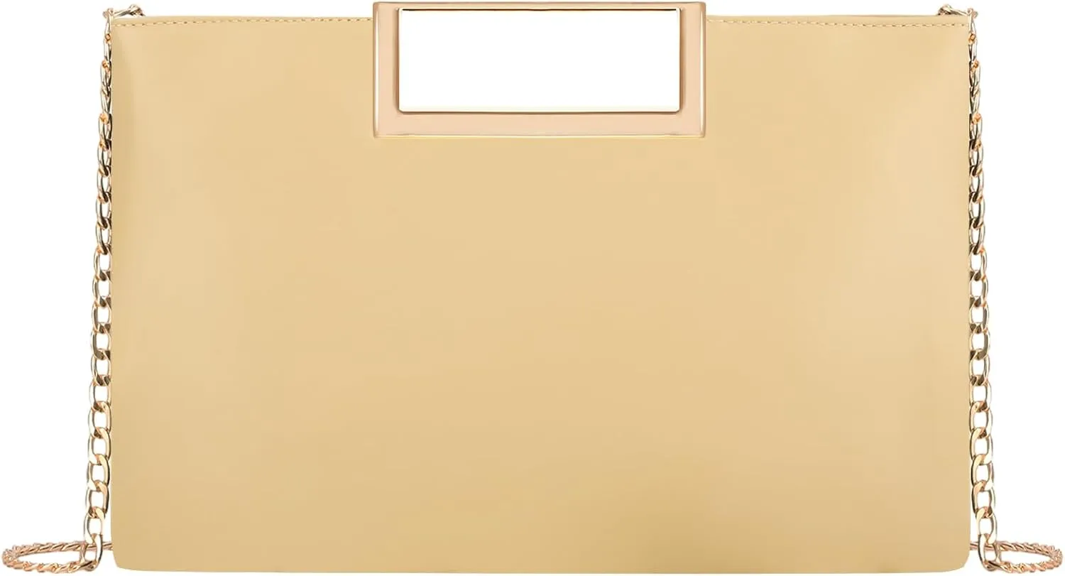 Fecialy Clutch Purses for Women Formal Fashion PU Leather Evening Bag Stylish Handbag with Chain for Wedding Prom Bridal