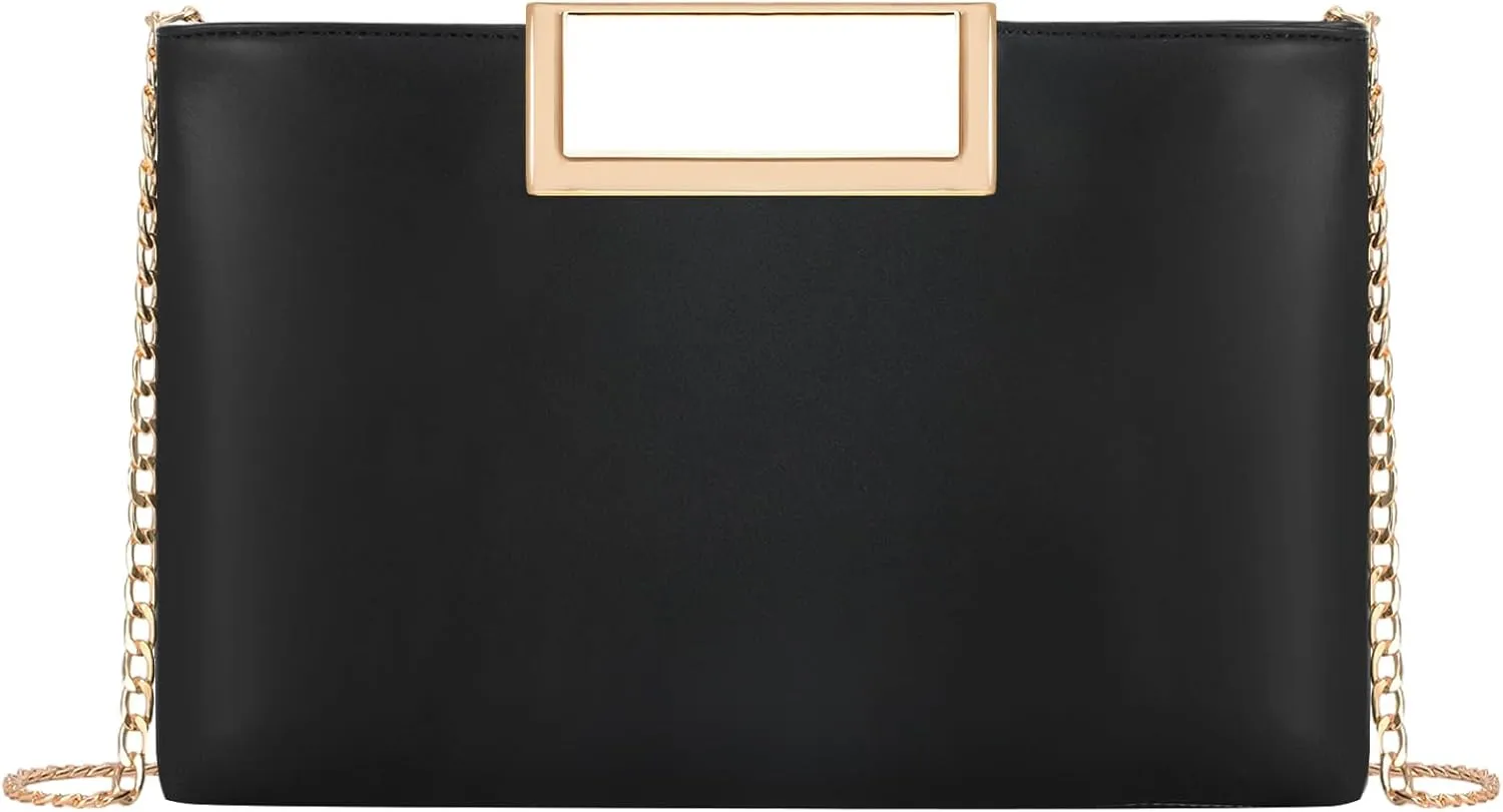 Fecialy Clutch Purses for Women Formal Fashion PU Leather Evening Bag Stylish Handbag with Chain for Wedding Prom Bridal