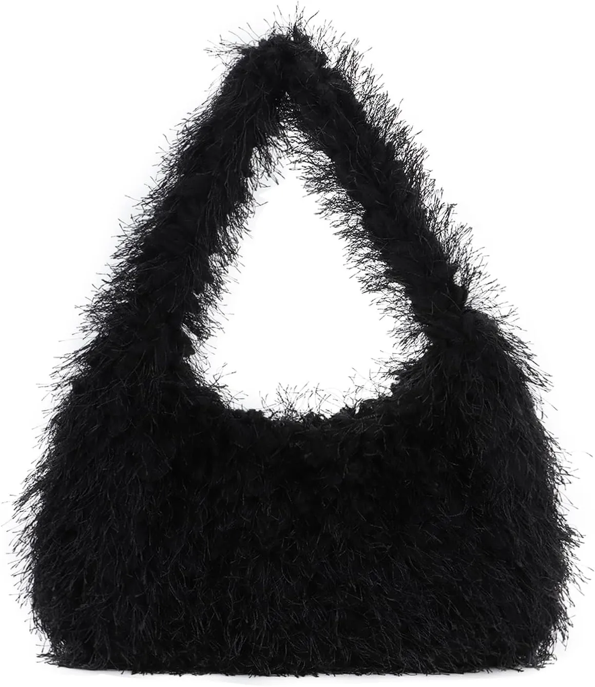 Fecialy Fluffy Purses for Women Cute Fuzzy Tote Handbag Plush Y2K Hobo Shoulder Bag Faux Fur Clutch Bag