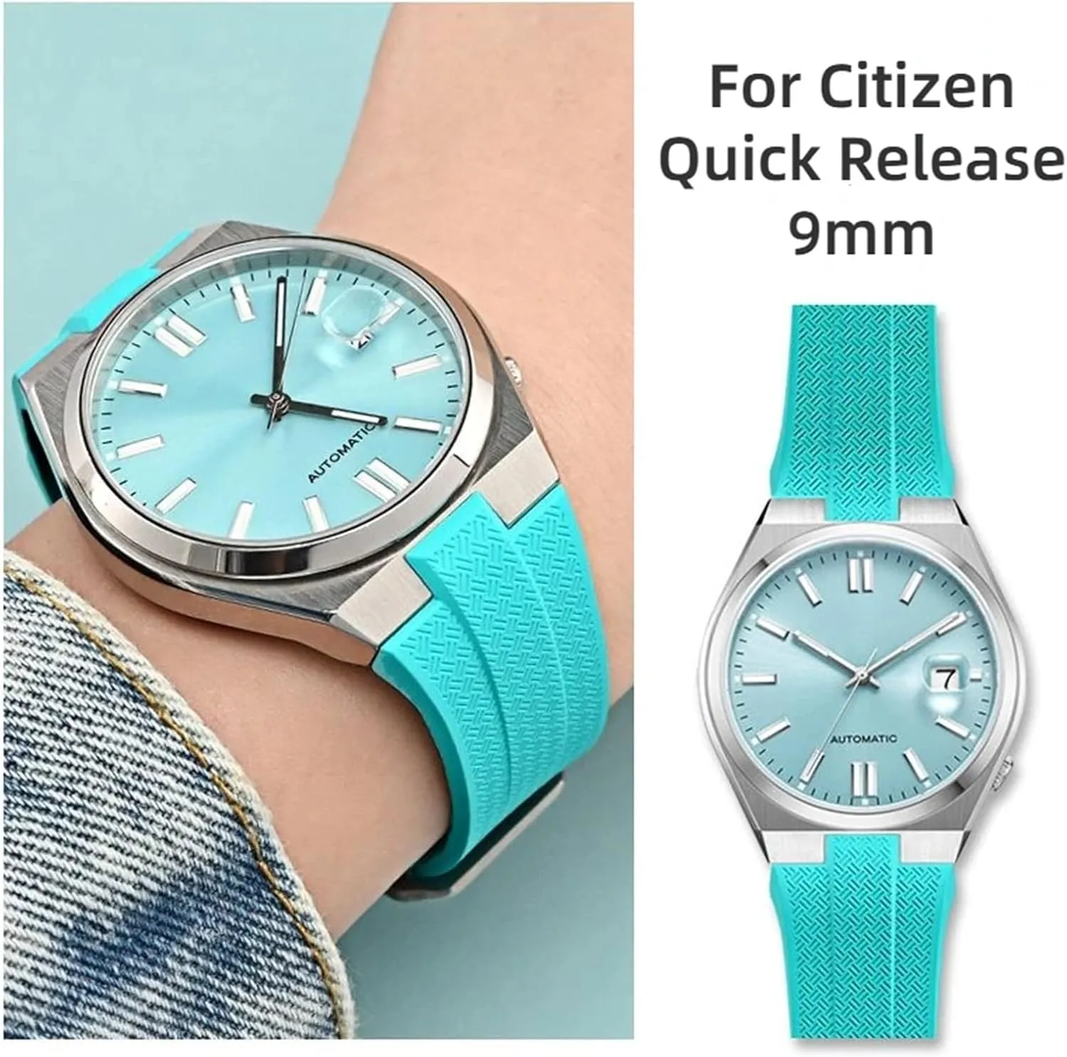 FKM Fluoro Rubber Watch Strap For Citizen TSUYOSA Collection NJ0150 NJ0151ME Watchbands Men Women Bracelet Colorful