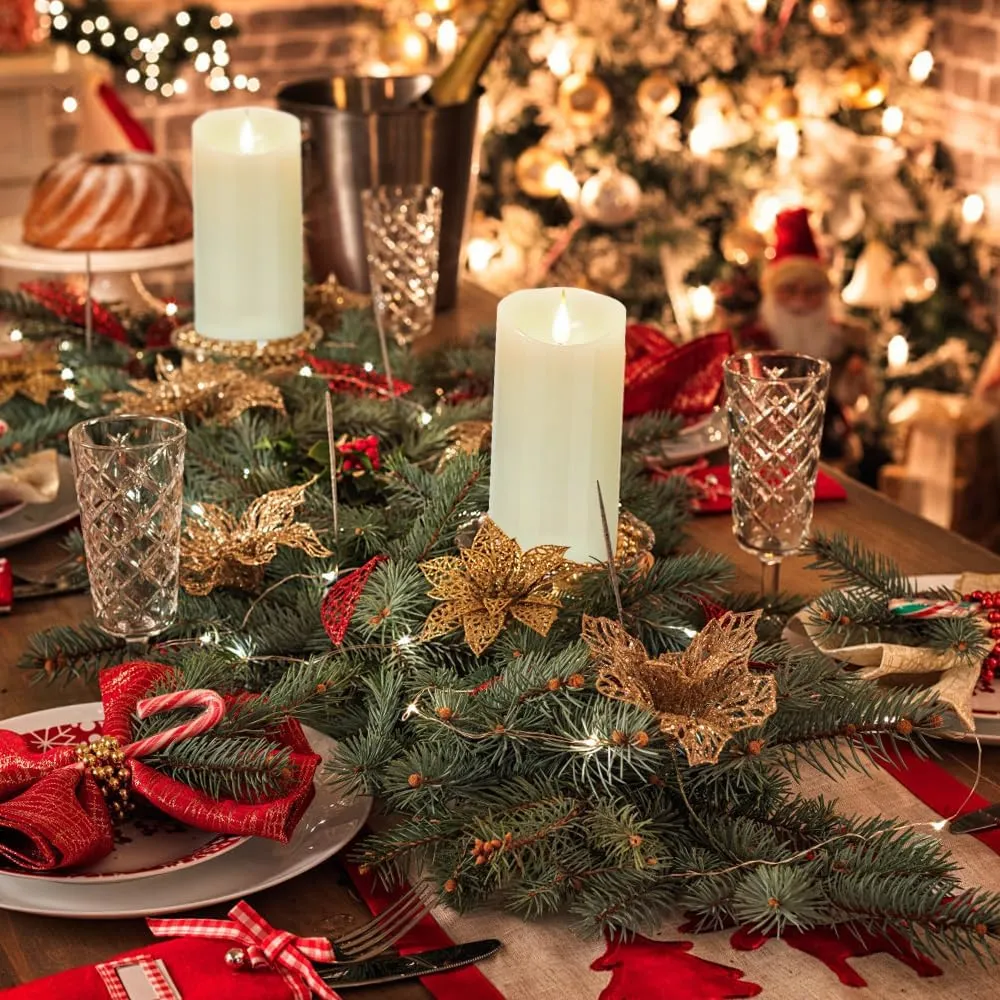 Flameless Battery Operated Flicking Candles:Remote Control Realistic Wax Pillar LED Candle with 10-Key Cycling 24 Hours Timer 2PACK(D3*H6'') for Home Decoration Wedding Birthday Party Ivory
