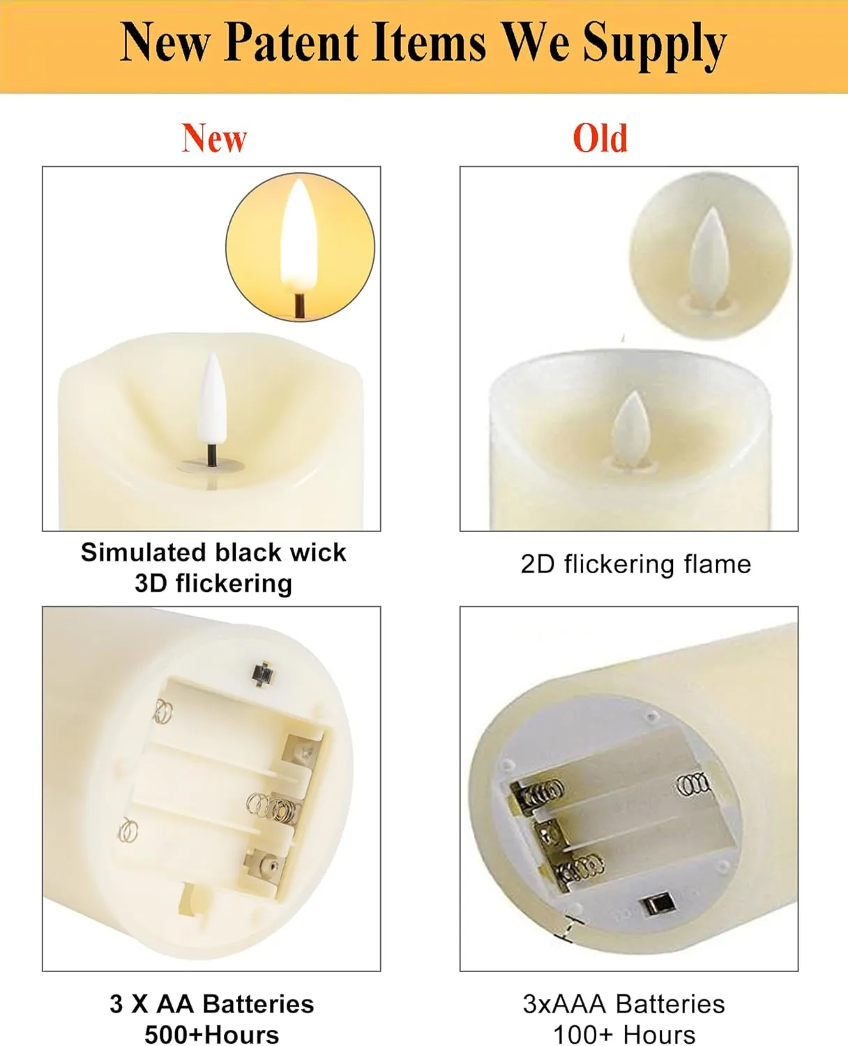 Flickering Flameless Candles with Remote, Battery Operated Candles with Timer, Set of 3 LED Pillar Candles for Wedding, Home Decor (Ivory)