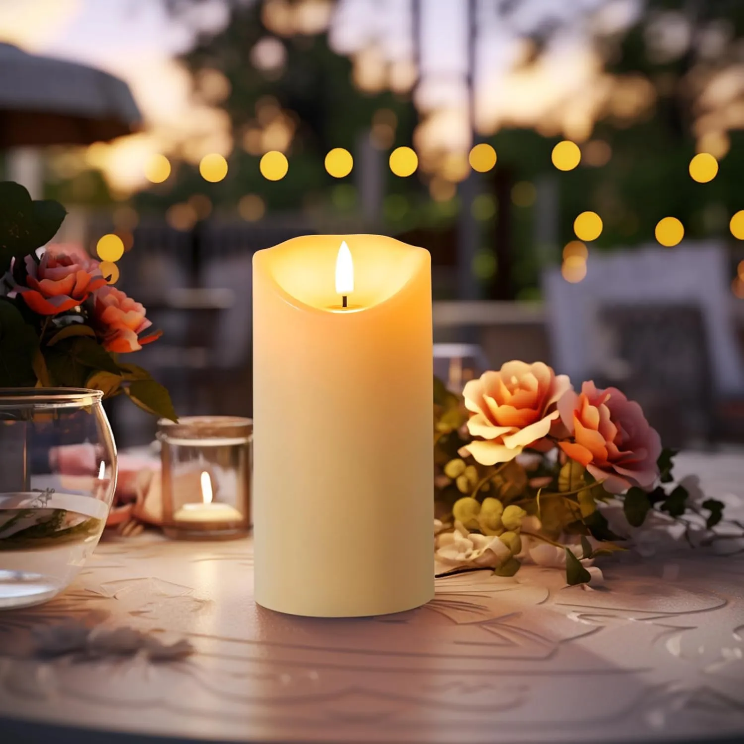 Flickering Flameless Candles with Remote, Battery Operated Candles with Timer, Set of 3 LED Pillar Candles for Wedding, Home Decor (Ivory)