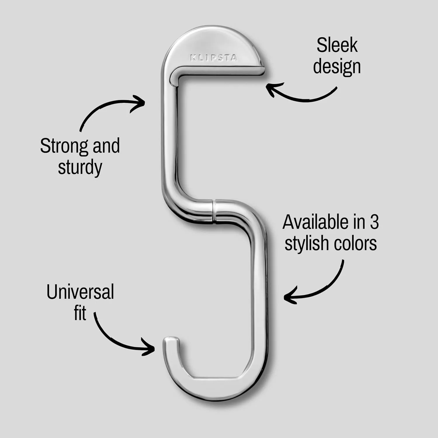 FLIP Bag Hook. Portable Purse Hanger for Table with Magnetic Closure. Holds up to 35 lbs. Gifts for Women (Silver)