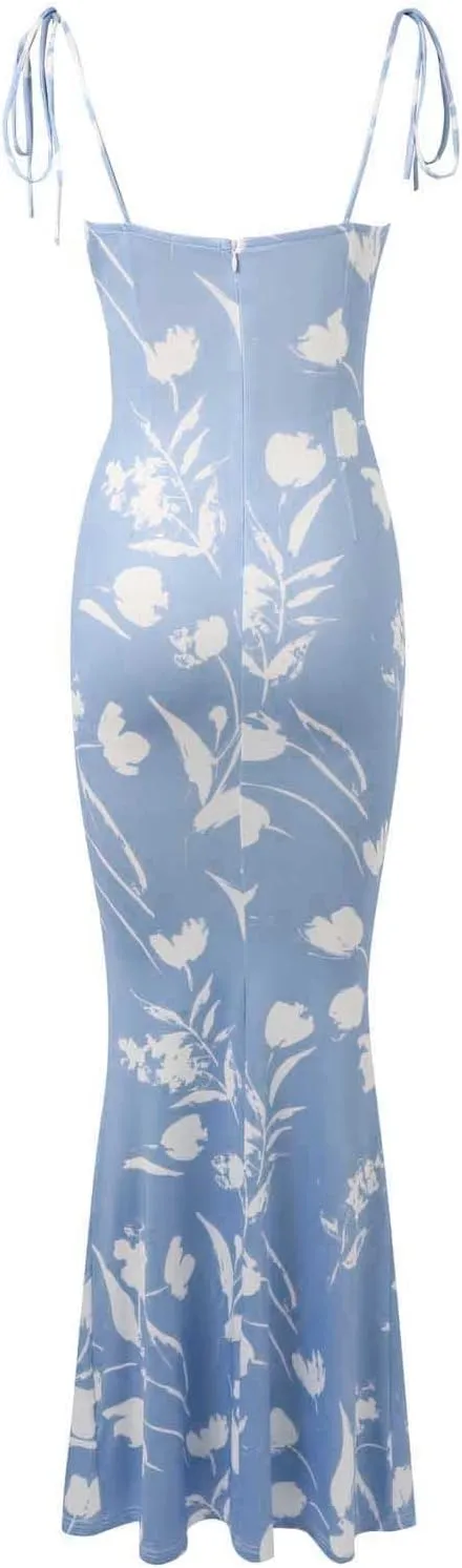 Floral Corset Milkmaid Dress Garden Wedding Guest Cocktail Party Elegant Long Slim Sundress for Women Summer 2025