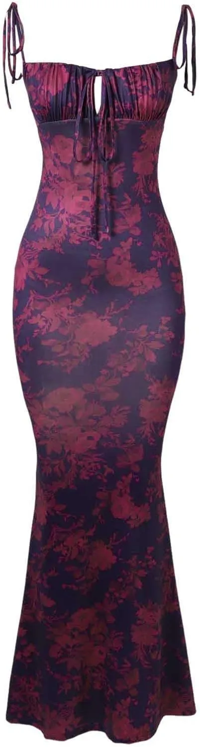 Floral Corset Milkmaid Dress Garden Wedding Guest Cocktail Party Elegant Long Slim Sundress for Women Summer 2025