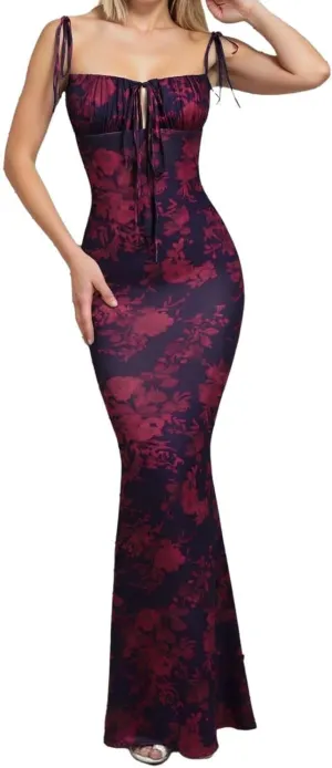 Floral Corset Milkmaid Dress Garden Wedding Guest Cocktail Party Elegant Long Slim Sundress for Women Summer 2025
