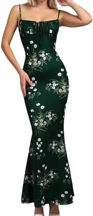 Floral Corset Milkmaid Dress Garden Wedding Guest Cocktail Party Elegant Long Slim Sundress for Women Summer 2025