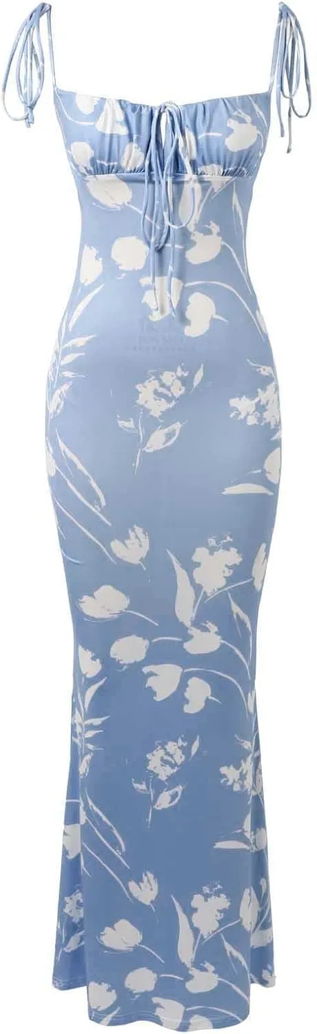 Floral Corset Milkmaid Dress Garden Wedding Guest Cocktail Party Elegant Long Slim Sundress for Women Summer 2025