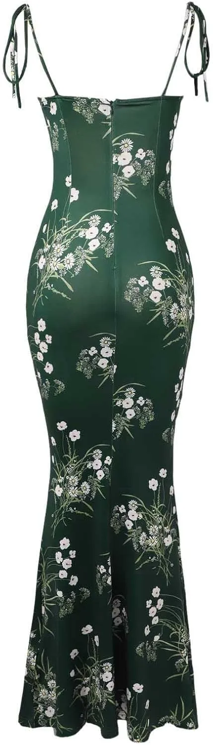 Floral Corset Milkmaid Dress Garden Wedding Guest Cocktail Party Elegant Long Slim Sundress for Women Summer 2025