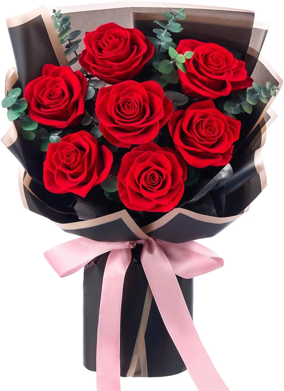 Flower Bouquet 7-Piece Preserved Roses Bouquet Gift for Women Mother Wife Mother Day Wedding Anniversary Birthday (Red Roses)