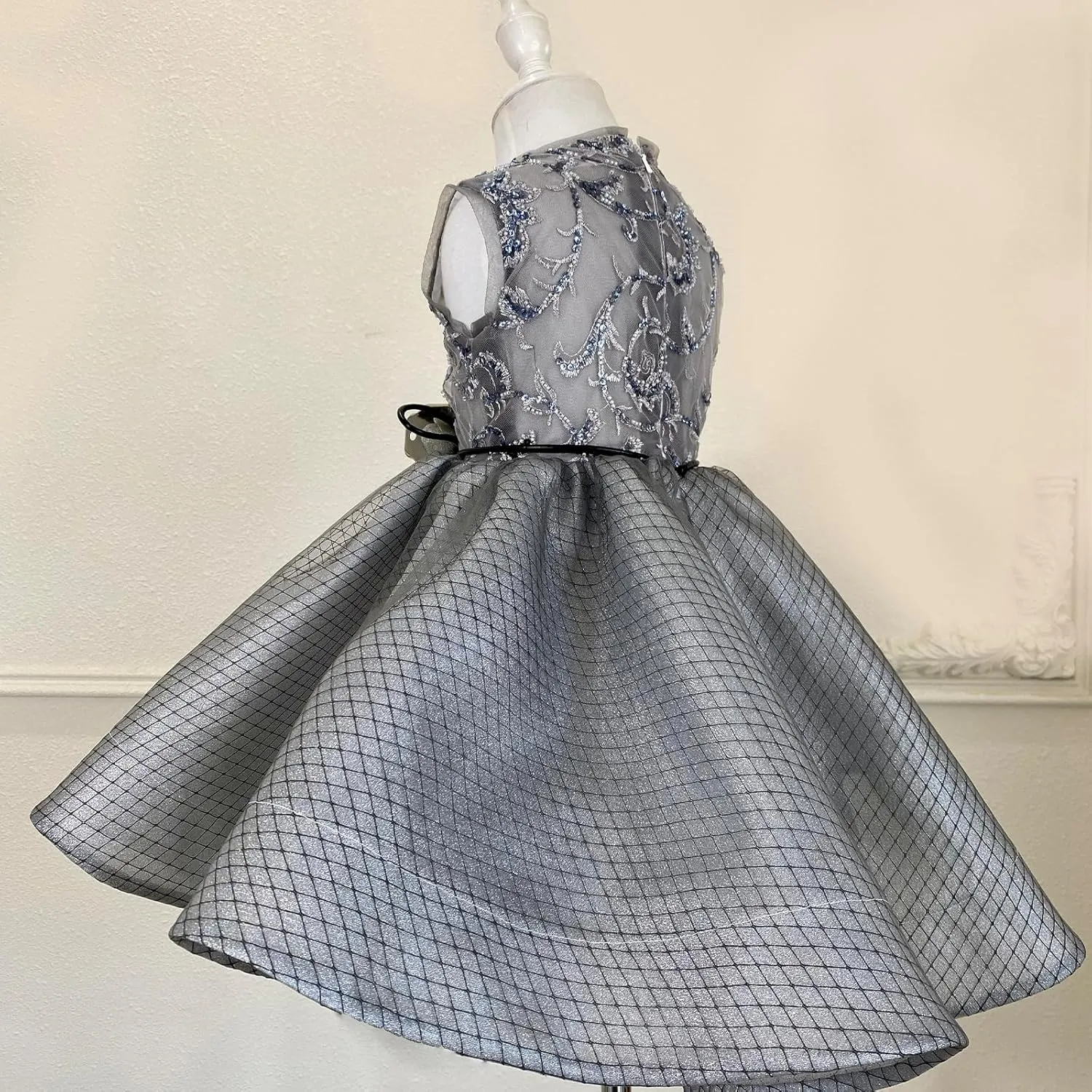 Flower Girl Dress Ruffle Satin Lace Tulle Beads Flower Decoration Toddler Wedding Birthday Party Evening Dress