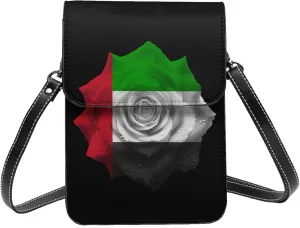 Flowers United Arab Emirates Emiratis Flag Small Crossbody Bag Is A Shoulder Bag Designed For Women And Girls Cell Phone Crossbody Wallet Purses With Card Slots Adjustable Strap