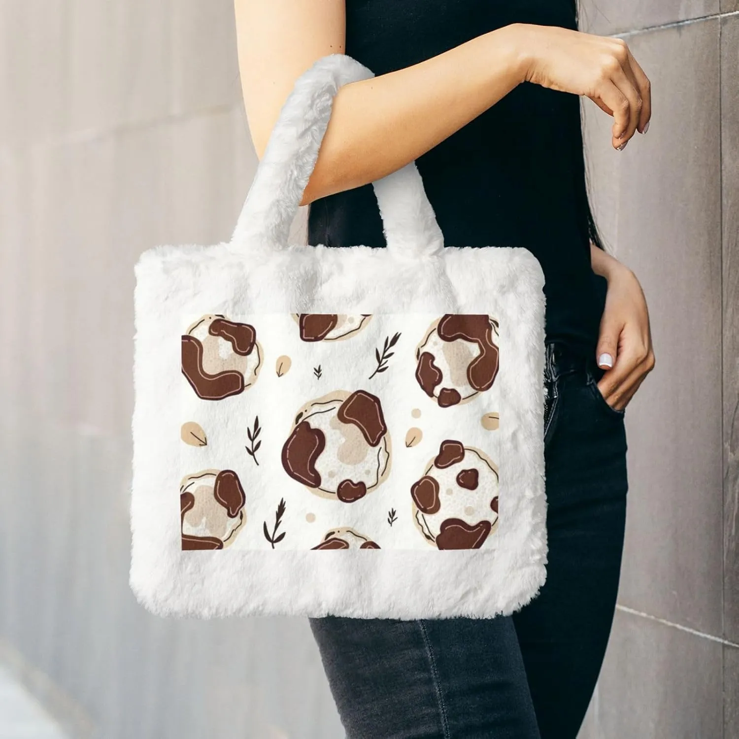 Fluffy Purses for Women Cute Fuzzy Tote Handbag Plush Shoulder Bag Faux Fur Clutch Bag