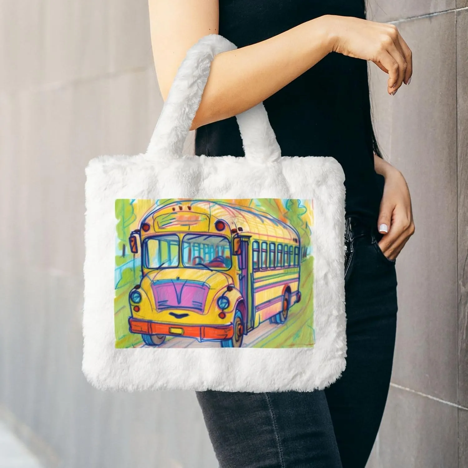 Fluffy Tote Bag for Women Plush Shoulder Purses Ladies Faux Fur Bag Top Handle Satchel Handbag Fall Winter