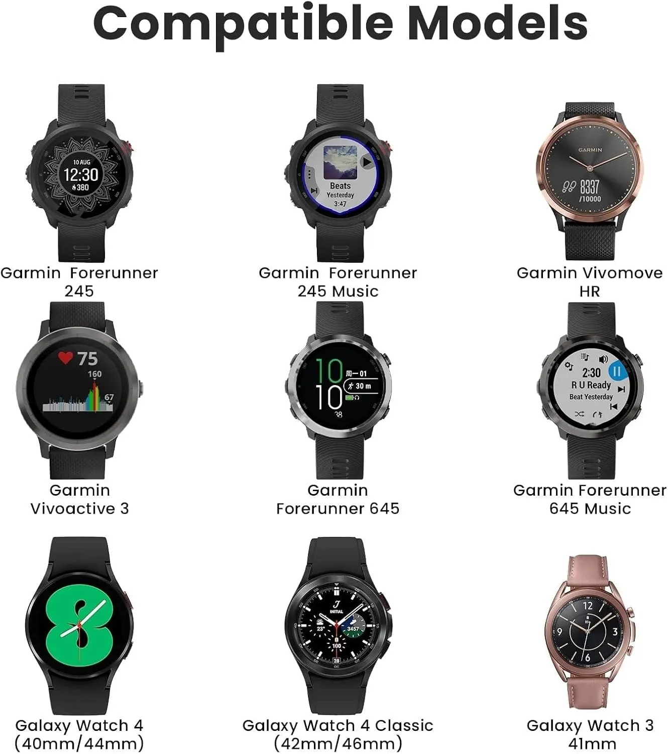 For Garmin Vivoactive 3 Band/Galaxy Watch 3 41mm 20mm Silicone Replacement Band For Galaxy Watch 4 40mm 44mm/Active 2/ Forerunner 645 Watch Band