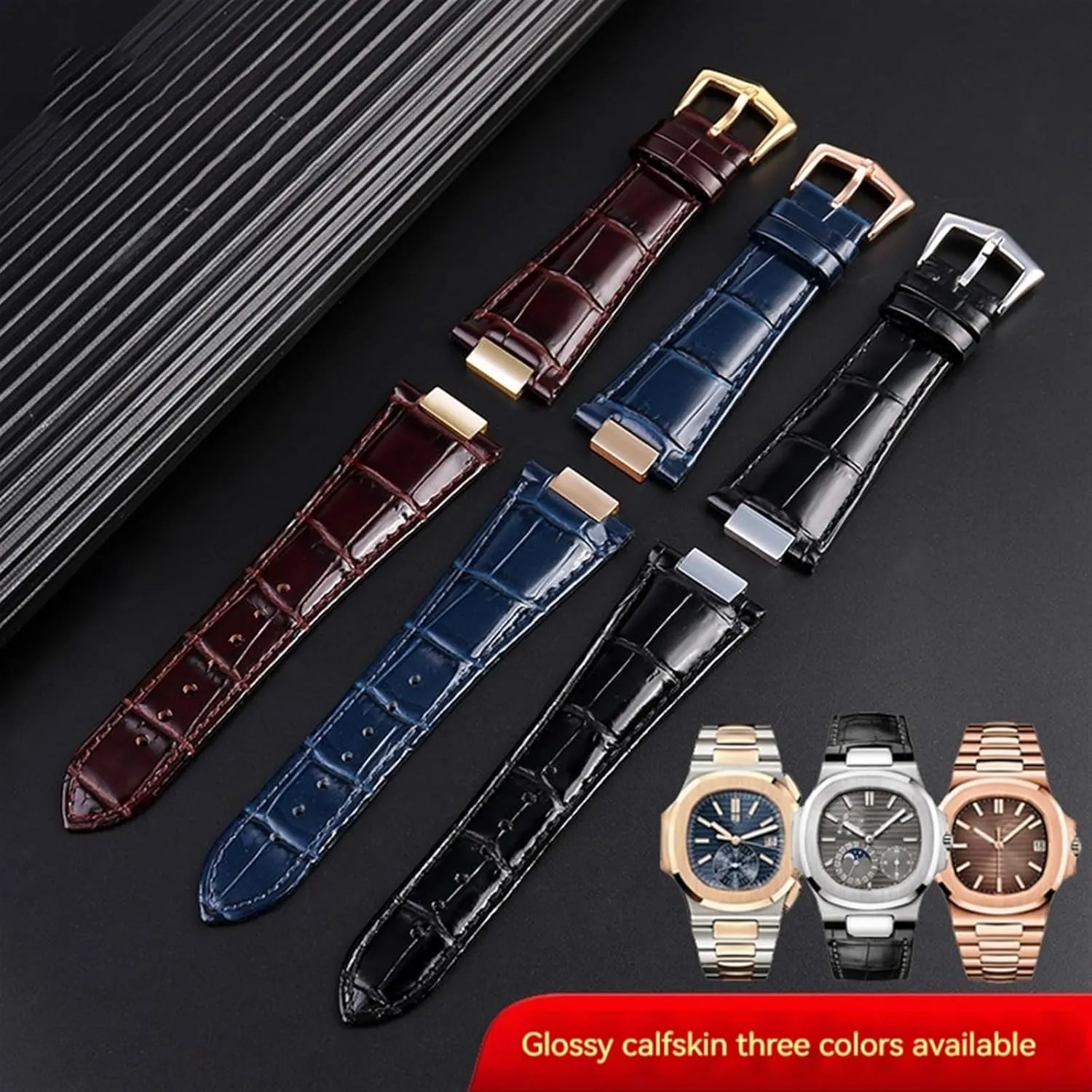For Patek Philippe Genuine Leather Watch Belt 5711 5712g Nautilus Watch Strap Special Interface 25mm*13mm Men Watchbands