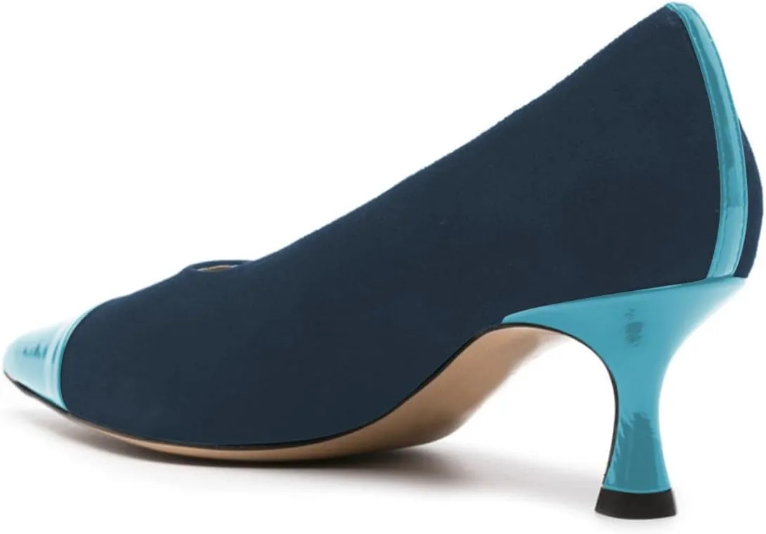 FOWT Women Fashion Pointed Cap Toe Pumps Kitten Low Heel Slip On Ladies Party Prom Work Office Shoes Size 4-16 US