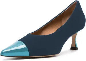 FOWT Women Fashion Pointed Cap Toe Pumps Kitten Low Heel Slip On Ladies Party Prom Work Office Shoes Size 4-16 US