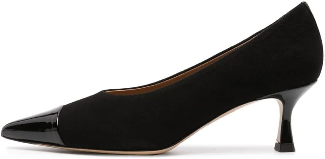 FOWT Women Fashion Pointed Cap Toe Pumps Kitten Low Heel Slip On Ladies Party Prom Work Office Shoes Size 4-16 US
