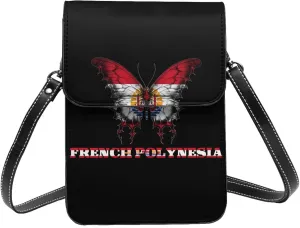 French Polynesia Polynesians Butterflies Flag Small Crossbody Bag Is A Shoulder Bag Designed For Women And Girls Cell Phone Crossbody Wallet Purses With Card Slots Adjustable Strap