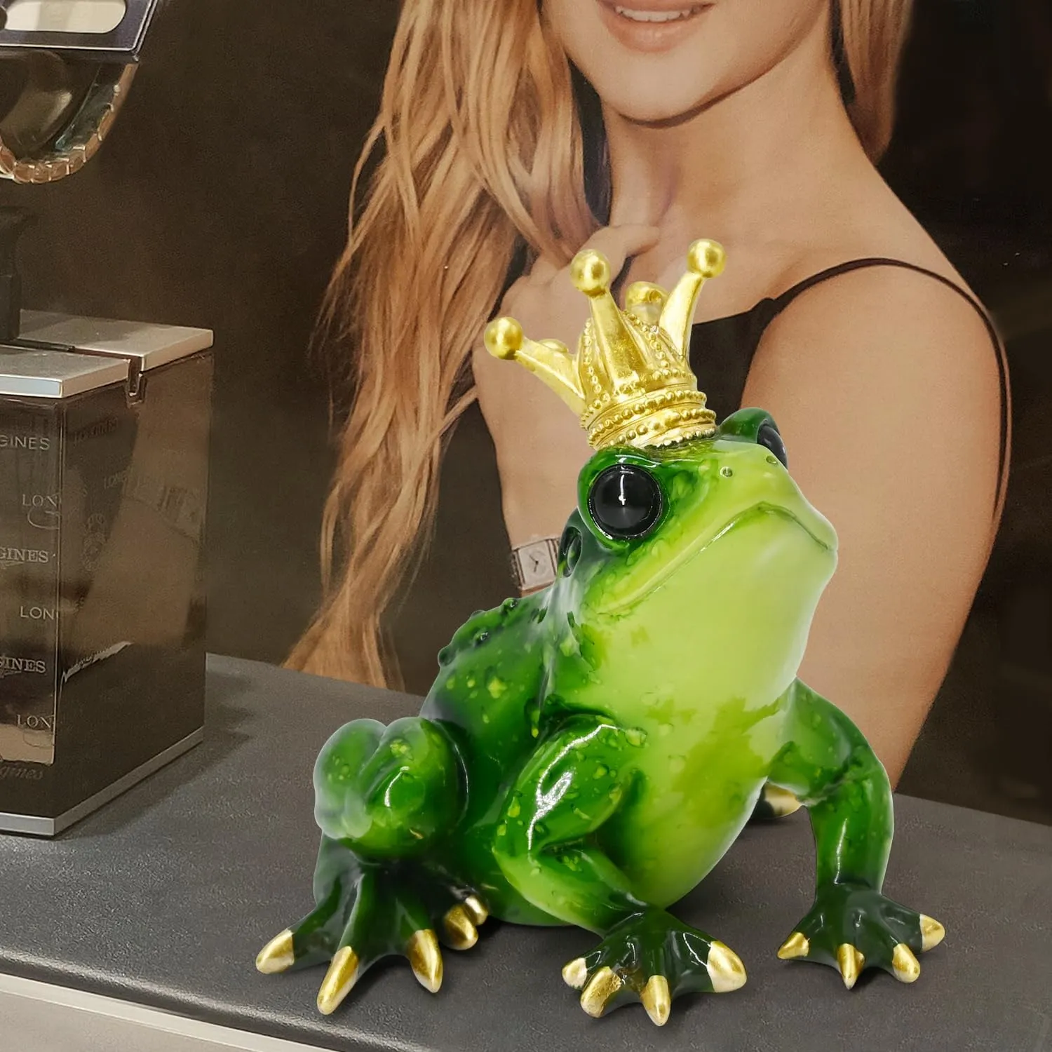 Frog Crown Prince Prime Bedroom Ornament Collectible Cute Figurine Statue Home Office Desk Bookcases Decorations Gifts for Women Sister Lover Room Baby Shower Decor Cake Topper