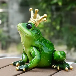 Frog Crown Prince Prime Bedroom Ornament Collectible Cute Figurine Statue Home Office Desk Bookcases Decorations Gifts for Women Sister Lover Room Baby Shower Decor Cake Topper