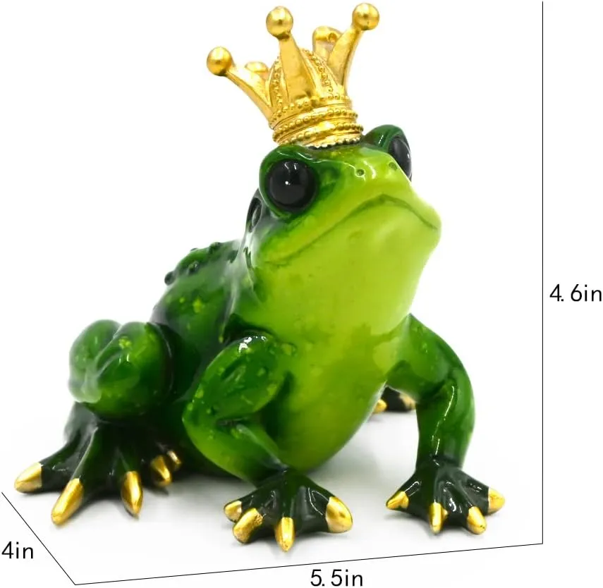 Frog Crown Prince Prime Bedroom Ornament Collectible Cute Figurine Statue Home Office Desk Bookcases Decorations Gifts for Women Sister Lover Room Baby Shower Decor Cake Topper