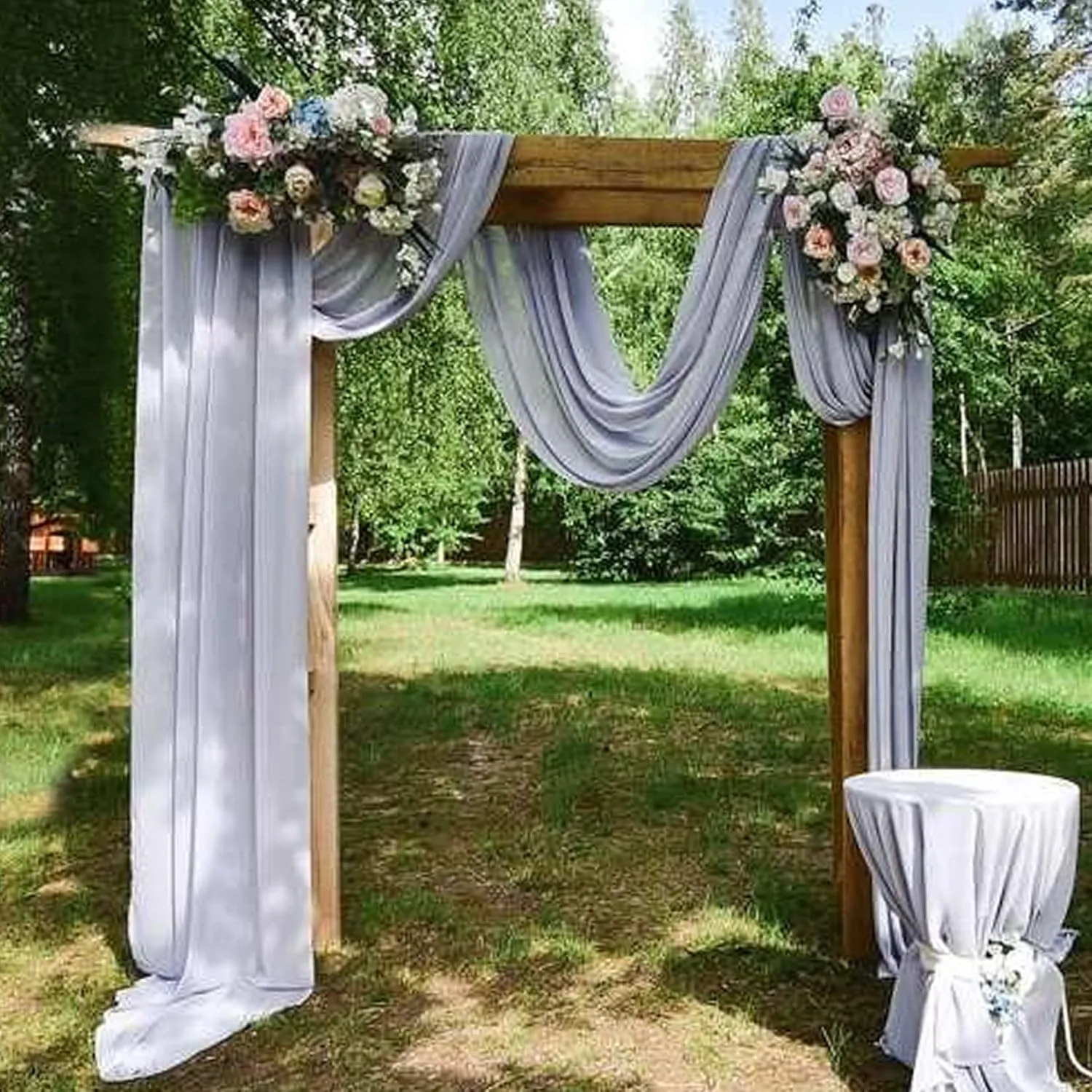 FUHSY Wedding Arch Drapes Fabric 2 Panels 6 Yards Grey Wedding Arch Drapes Chiffon Backdrop Curtains for Parties Gray Wedding Decorations Sheer Draping Fabric Ceiling Backdrop for Reception Ceremony