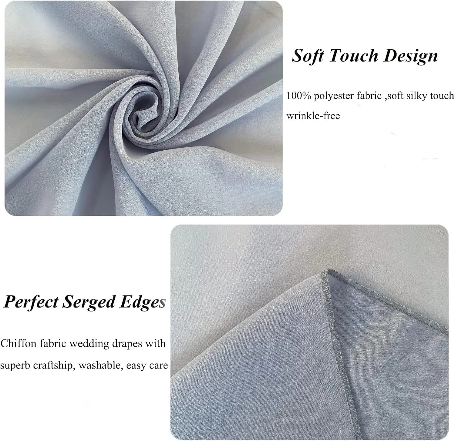 FUHSY Wedding Arch Drapes Fabric 2 Panels 6 Yards Grey Wedding Arch Drapes Chiffon Backdrop Curtains for Parties Gray Wedding Decorations Sheer Draping Fabric Ceiling Backdrop for Reception Ceremony