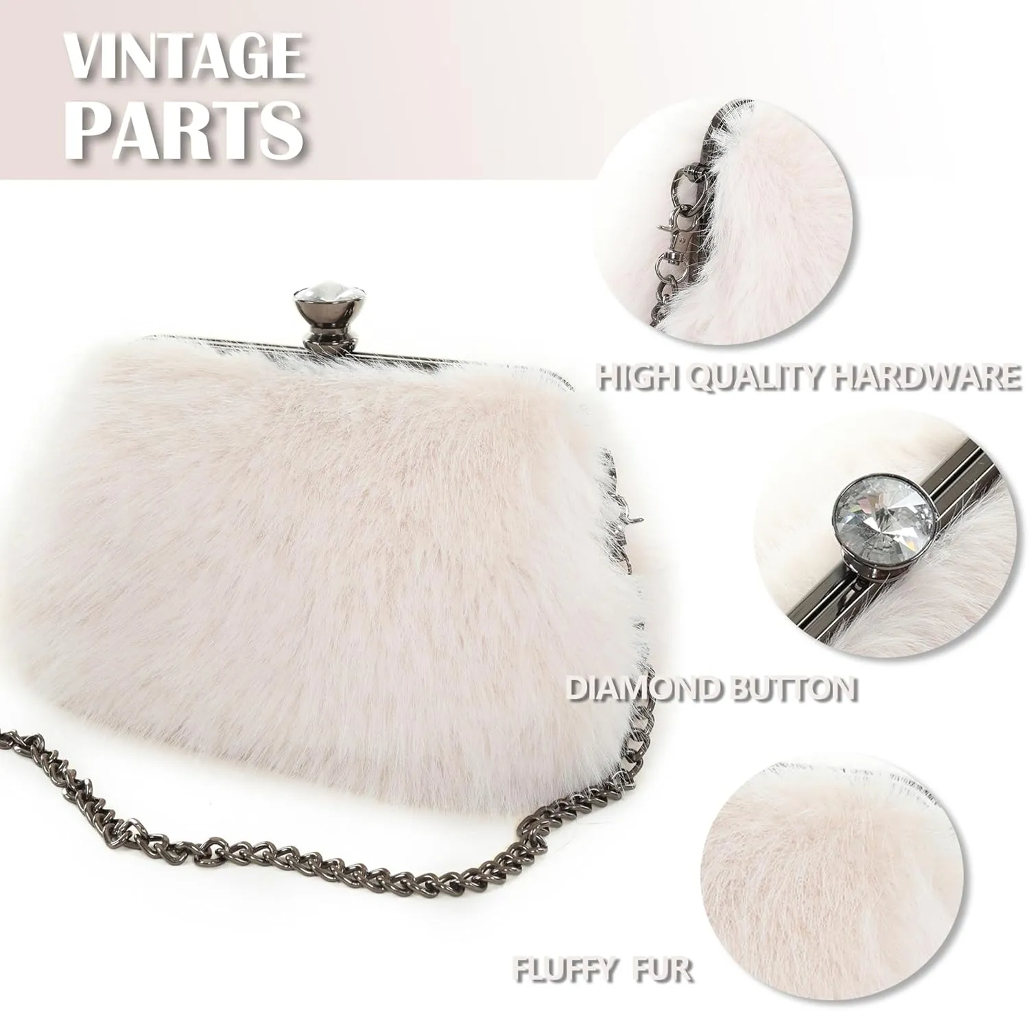 Fur Story Tote Bag Faux Fur Purses for Women Plush Handbag Fuzzy Shoulder Bag Big Capacity Black Purse for women’s Girls