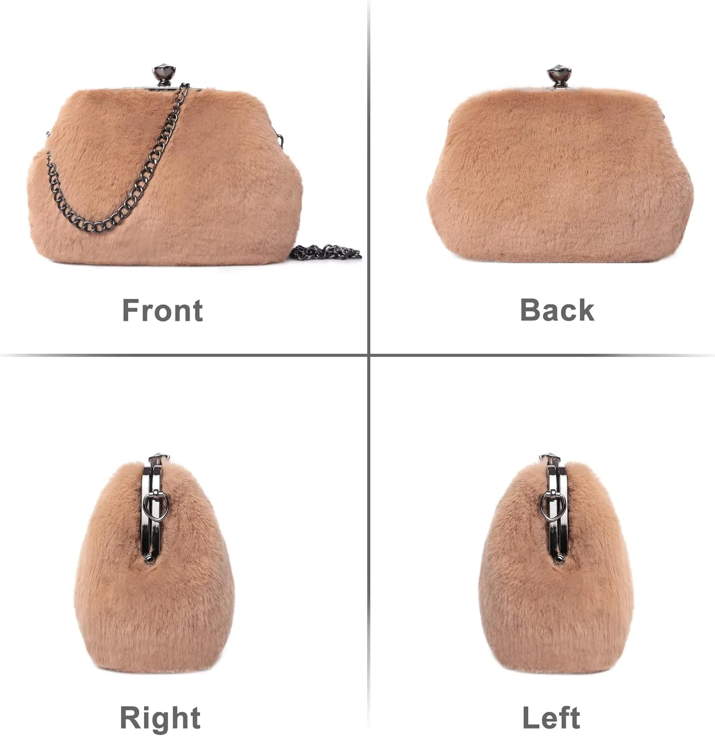 Fur Story Tote Bag Faux Fur Purses for Women Plush Handbag Fuzzy Shoulder Bag Big Capacity Black Purse for women’s Girls