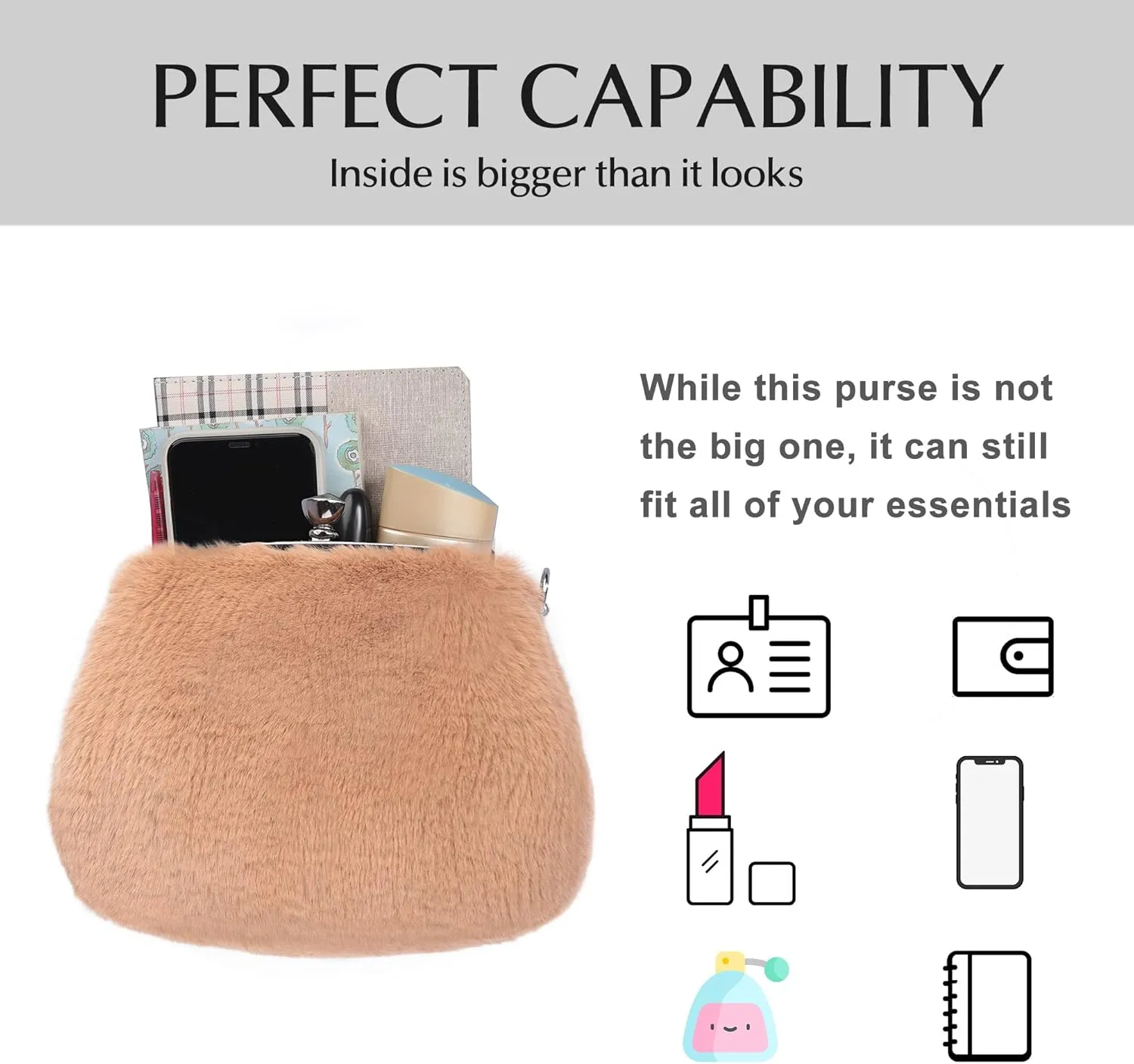 Fur Story Tote Bag Faux Fur Purses for Women Plush Handbag Fuzzy Shoulder Bag Big Capacity Black Purse for women’s Girls