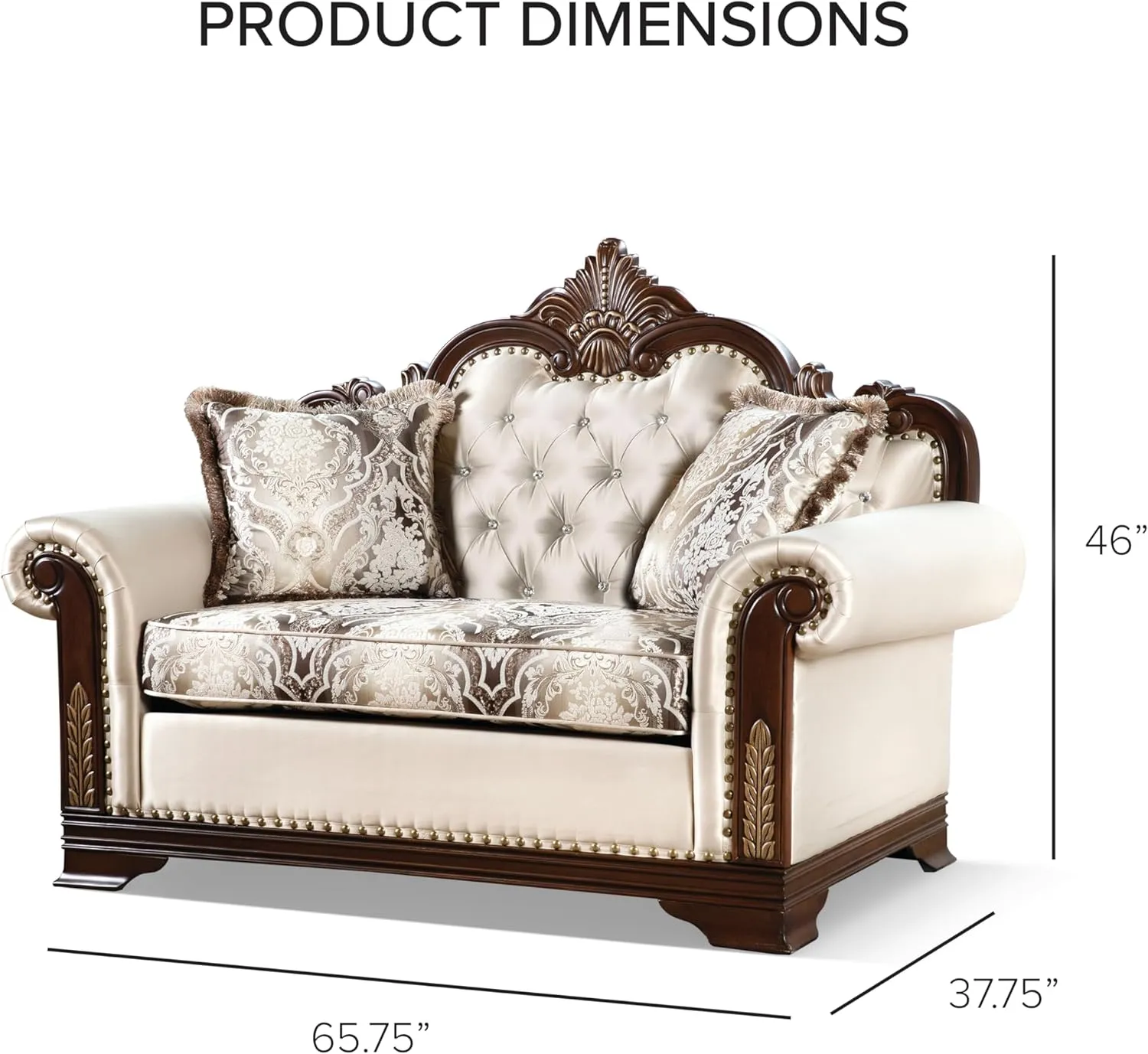 Furniture of America Boyd Traditional Upholstered Sofa with Rolled Armrests and Button Tufted Back, Wooden Loveseat and Comfortable Couch for Living Room, Office, Beige, 2-Piece Set