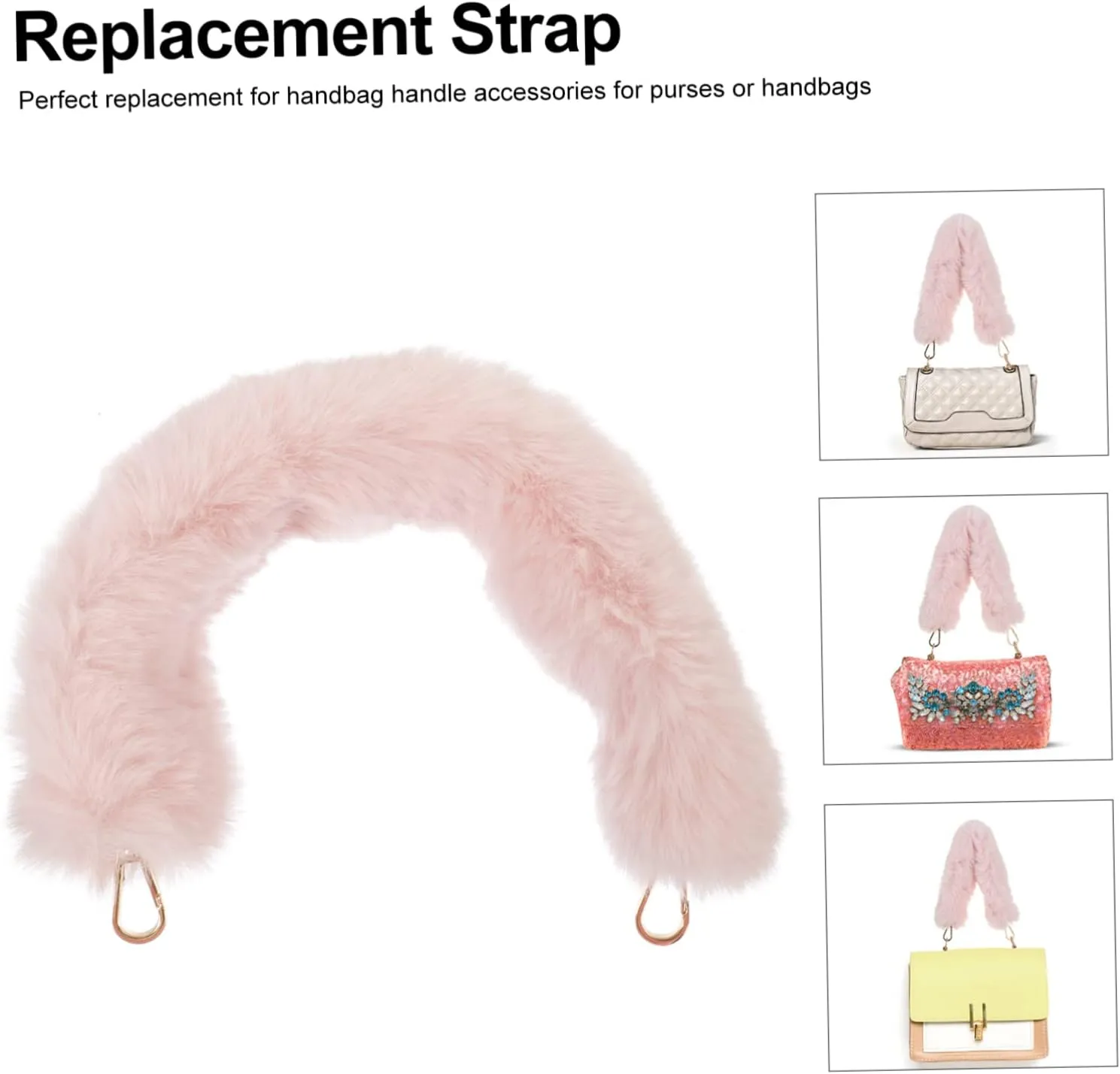 Gadpiparty Faux Fur Strap Replacement Plush Purse Chain Strap for Handbag Tote Bag