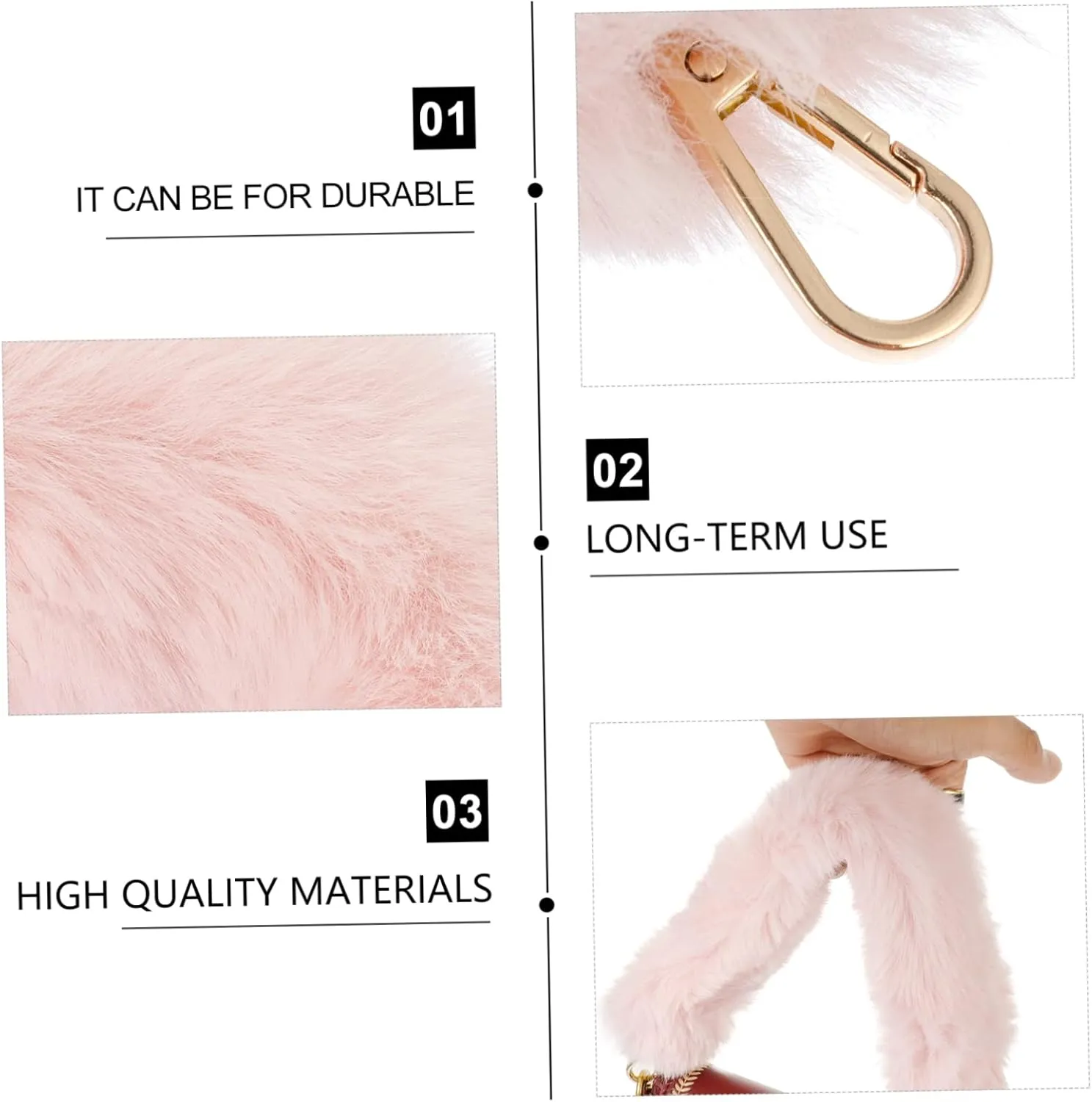 Gadpiparty Faux Fur Strap Replacement Plush Purse Chain Strap for Handbag Tote Bag
