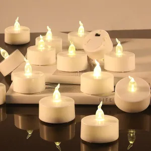 GameXcel LED Tealight Candles, 30 Pack Battery Operated Flickering Tea Lights, White, Plastic