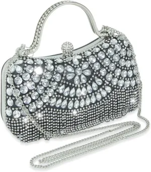 Geerlaqaly evening bag,tassel, sparkling rhinestones, one shoulder crossbody bag, suitable for weddings, parties